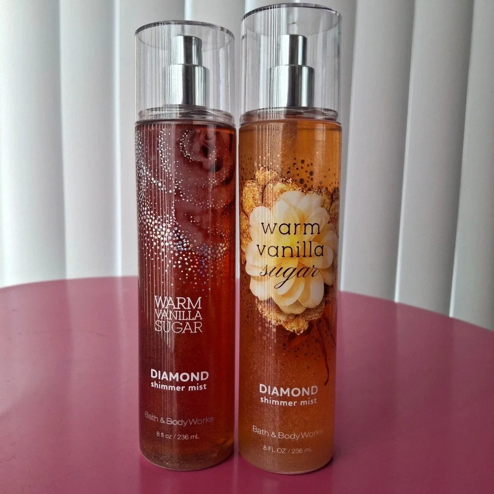 Bath & Body Works WARM VANILLA SUGAR DIAMOND SHIMMER Mist Set‎ 2 x 8 oz